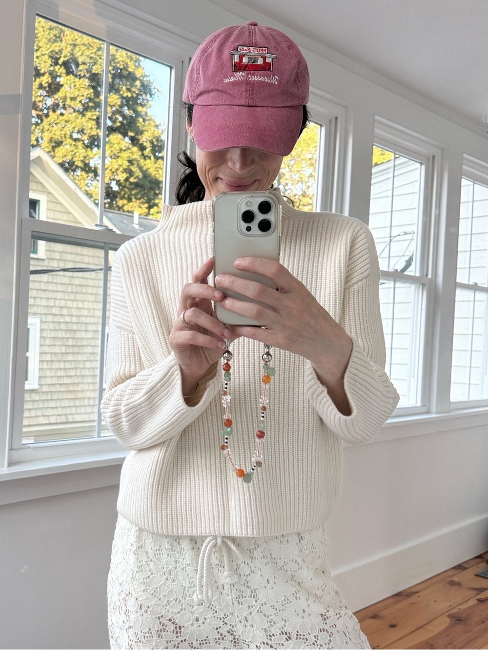 AYR 100% extra fine merino wool ribbed crew neck sweater in cream (M)